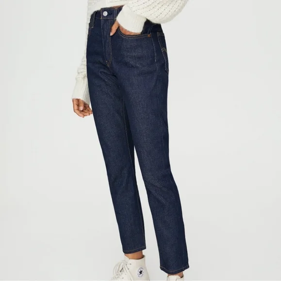 Levi's 501 Dark Wash High Rise Waisted Skinny Jeans - Picture 3 of 8